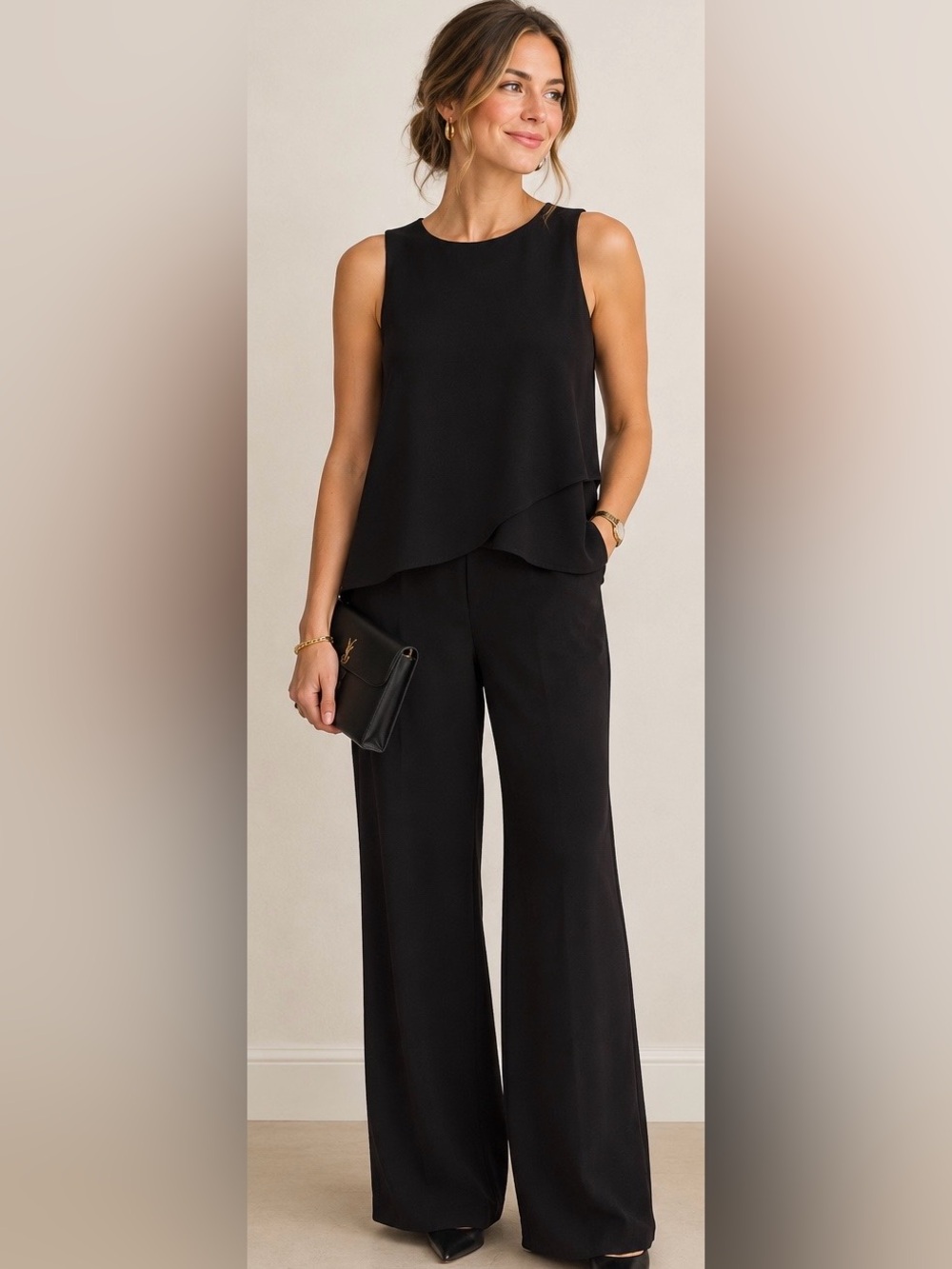Ralph Lauren Black Wide-Leg Jumpsuit Pants